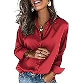 Zeagoo Satin Blouses for Women Silk Button Down Shirts Long Sleeve Business Casual Tops
