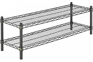 APLSS 12" d x 60" w Black Epoxy Wire Shelving with 2 Tier Shelves, NSF Certified, Height Adjustable, Moist&Dry Environments, for Kitchen Garage Walk-in Cooler&Freezer, 800lbs Capacity
