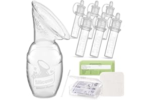 haakaa Gen.1 Manual Breast Pump 100ml/4oz. & 4ml Colostrum Collectors (6pcs) Combo - Liquid Gold Collection Set, Flexible & Soft Silicone Breast Milk Collector with Ready-to-use Colostrum Syringe