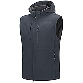 33,000ft Men's Lightweight Softshell Vest Hooded Outerwear Zip Up Fleece Lined Windproof Sleeveless Jacket for Golf Running