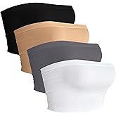 4 Pieces Tube Top Strapless Tops for Women Summer Bandeau Basic Crop Tops Sleeveless Shirt
