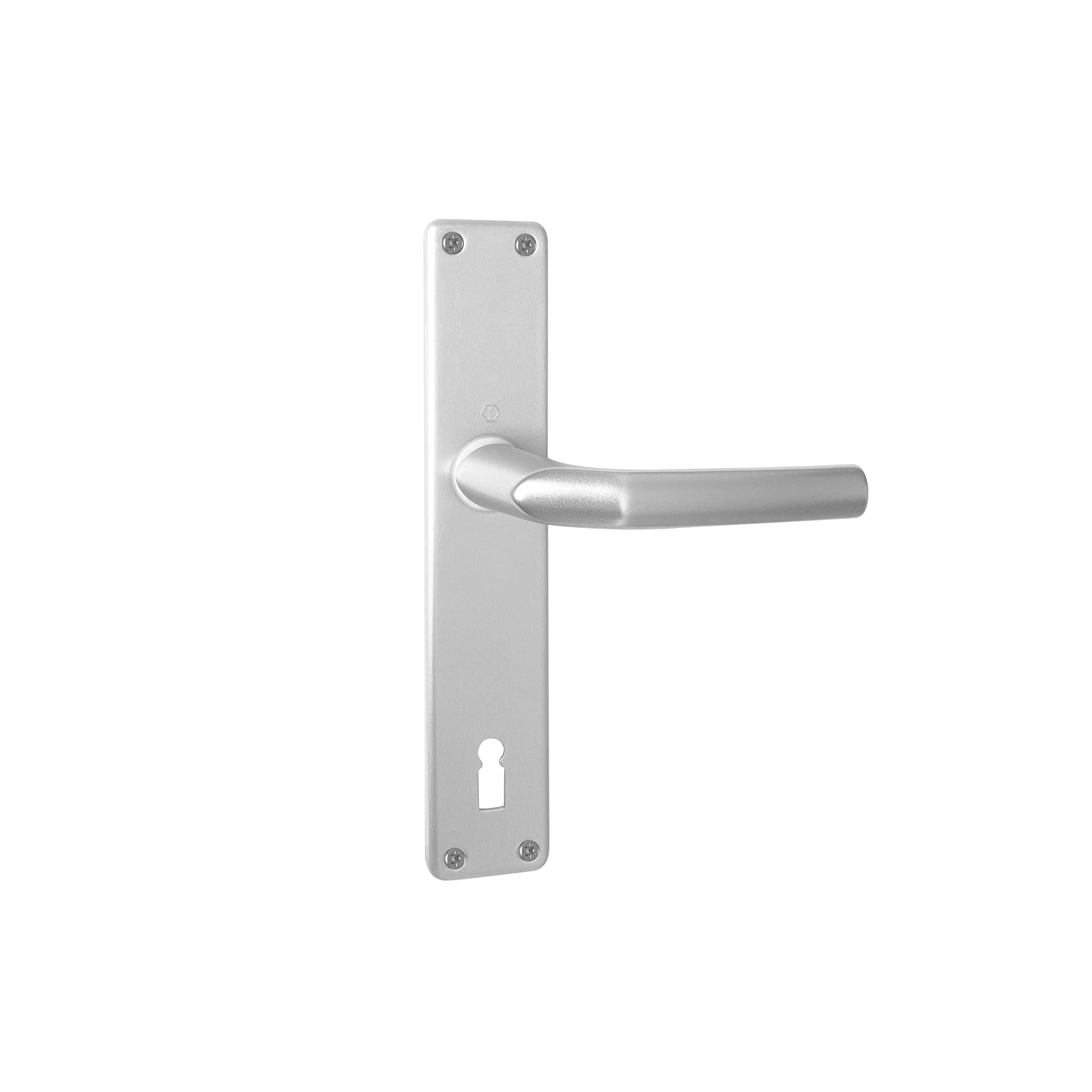 HOPPE 2668194 Door Handle Set Birmingham on Long Plate Deadlock Distance 90 mm Door Thickness 30-49 Silver Anodised