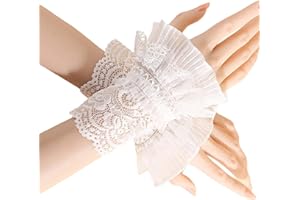 Breathable Lace Elastic Wrist Cuff False Sleeves Lace Jabot Cuffs for Women Halloween Wedding Masquerades Party False Sleeves