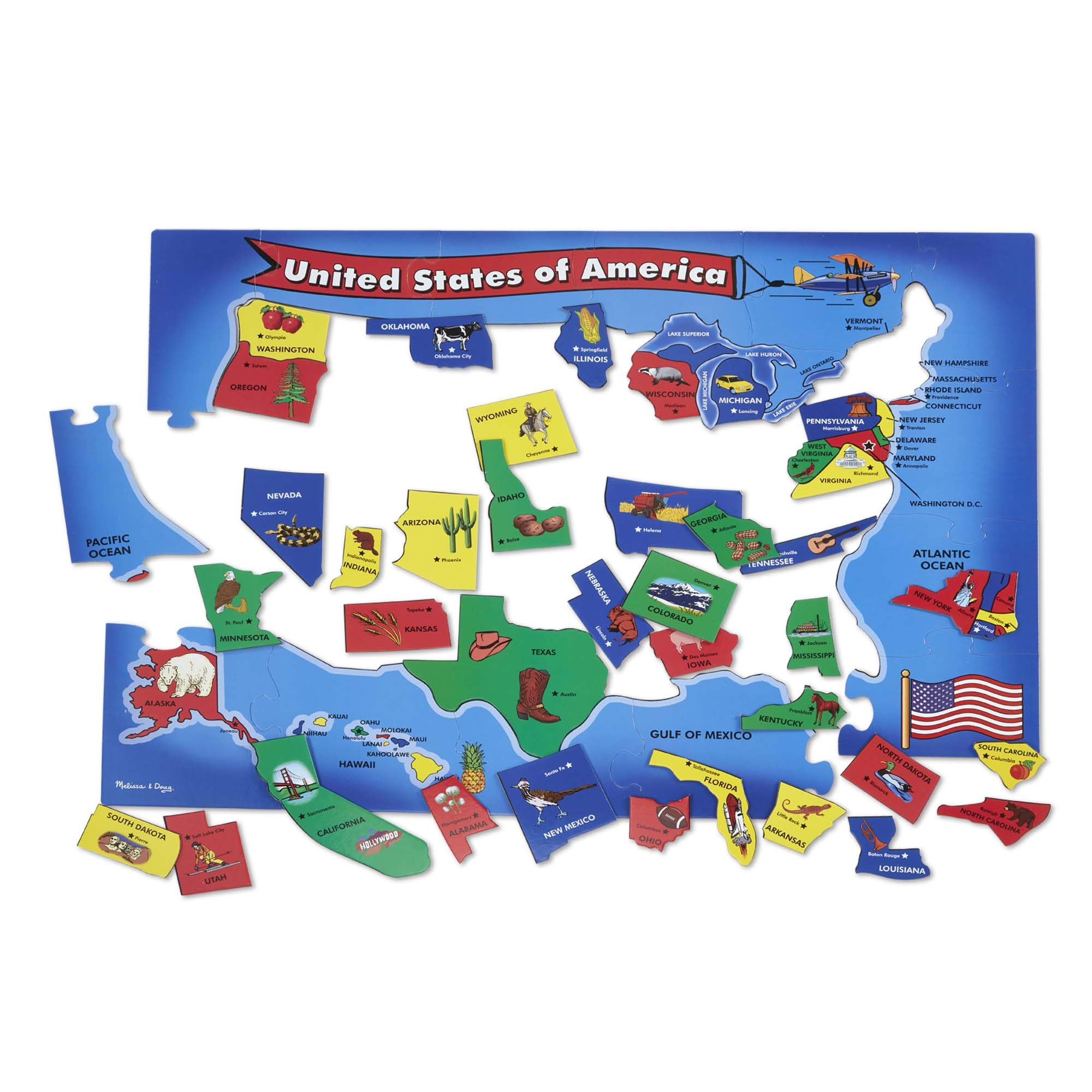 Photo 1 of Melissa & Doug USA Map Floor Puzzle - 51 Pieces (2 x 3 feet) - FSC Certified