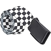 Hapivida Checkered Belt, Black White Grid Check Belts Canvas Belt Casual Waistband Adjustable Cuttable Plaid Belts