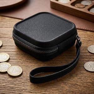 Silicone Small Coin Purse, 10x10cm Textured Square Makeup Pouch, Portable Cable Electronics Organizer (Black,10 * 10cm)