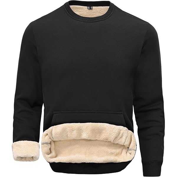 Flygo Men's Fleece Lined Pullover Sweatshirt - Warm Sherpa Crewneck For Fall & Winter - View #3