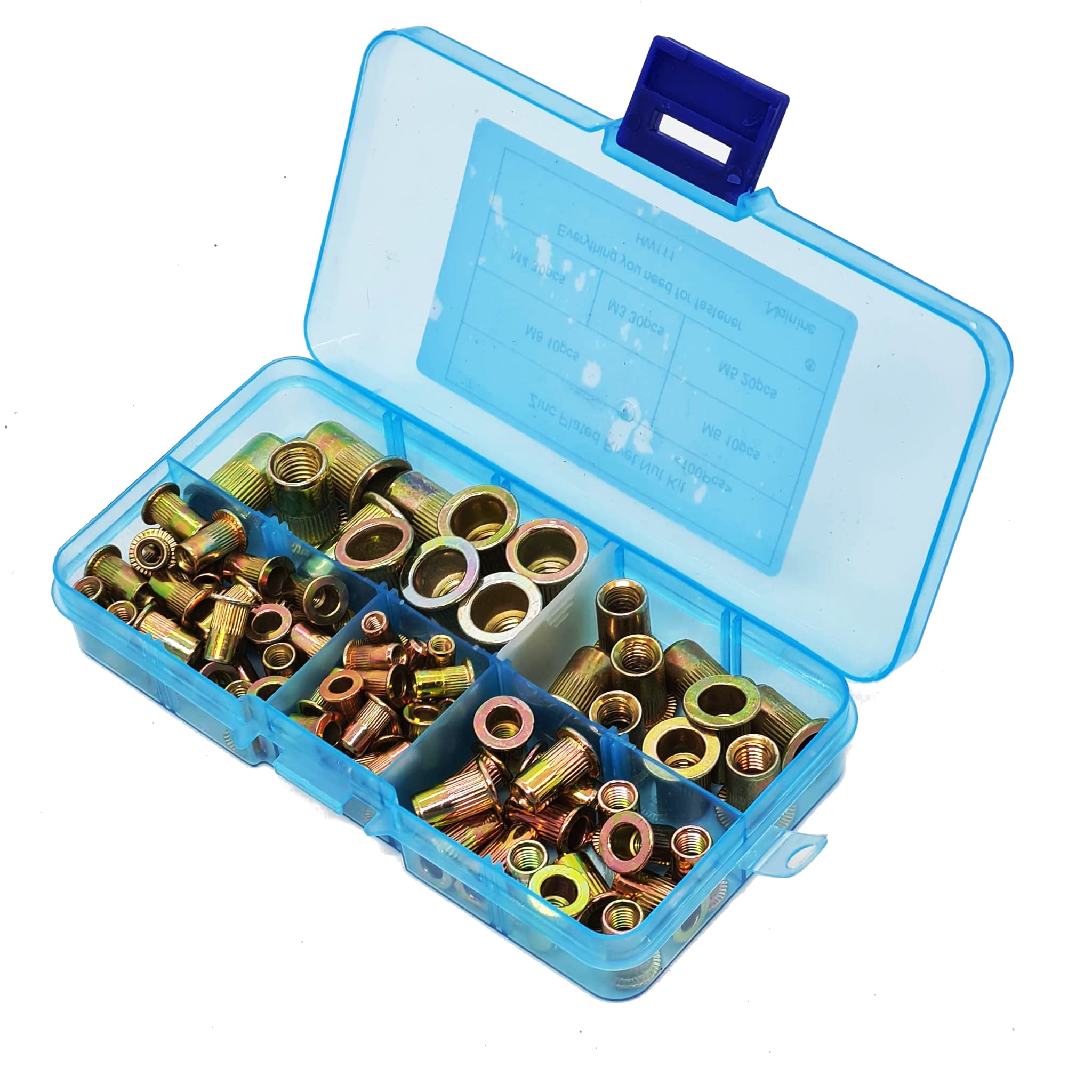 Flat Head Threaded Rivetnut Insert Nutsert Rivet Nut Assortment Kit 100PCS M3 - M8