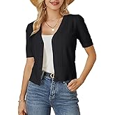 GRACE KARIN Cropped Cardigan Sweaters for Women Short Sleeve Crochet Knit Bolero Shrug V-Neck Button up Tops