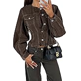 Tankaneo Womens Cropped Jean Jacket Trendy Crewneck Button Down Short Denim Jacket Y2k Slim Fit Casual Shacket
