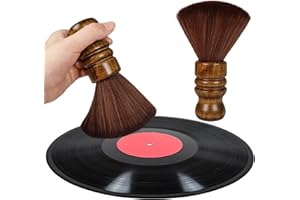 NOKIILS Vinyl Record Cleaner Brush, Anti Static Dust Remover with Fine Fiber Bristles, Wood Record Brush Accessories for Vinyl Albums LP CD Cartridge (Dark Brown)