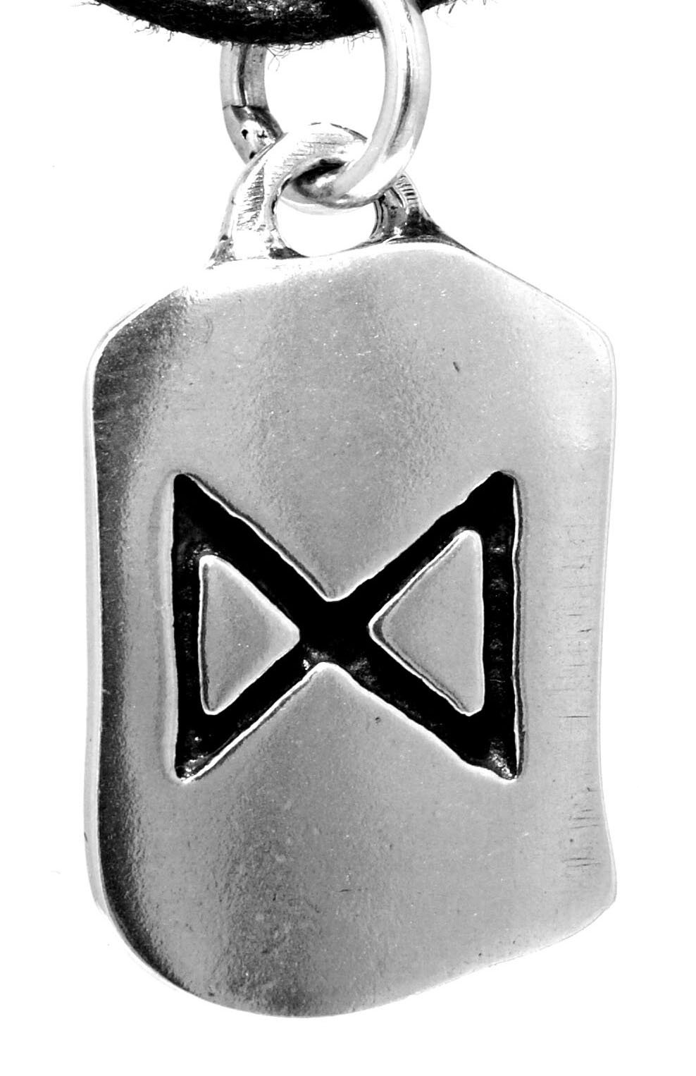 Kiss of Leather Dagaz Rune Pendant 925 Sterling Silver No. 157, Sterling Silver, No gemstone.