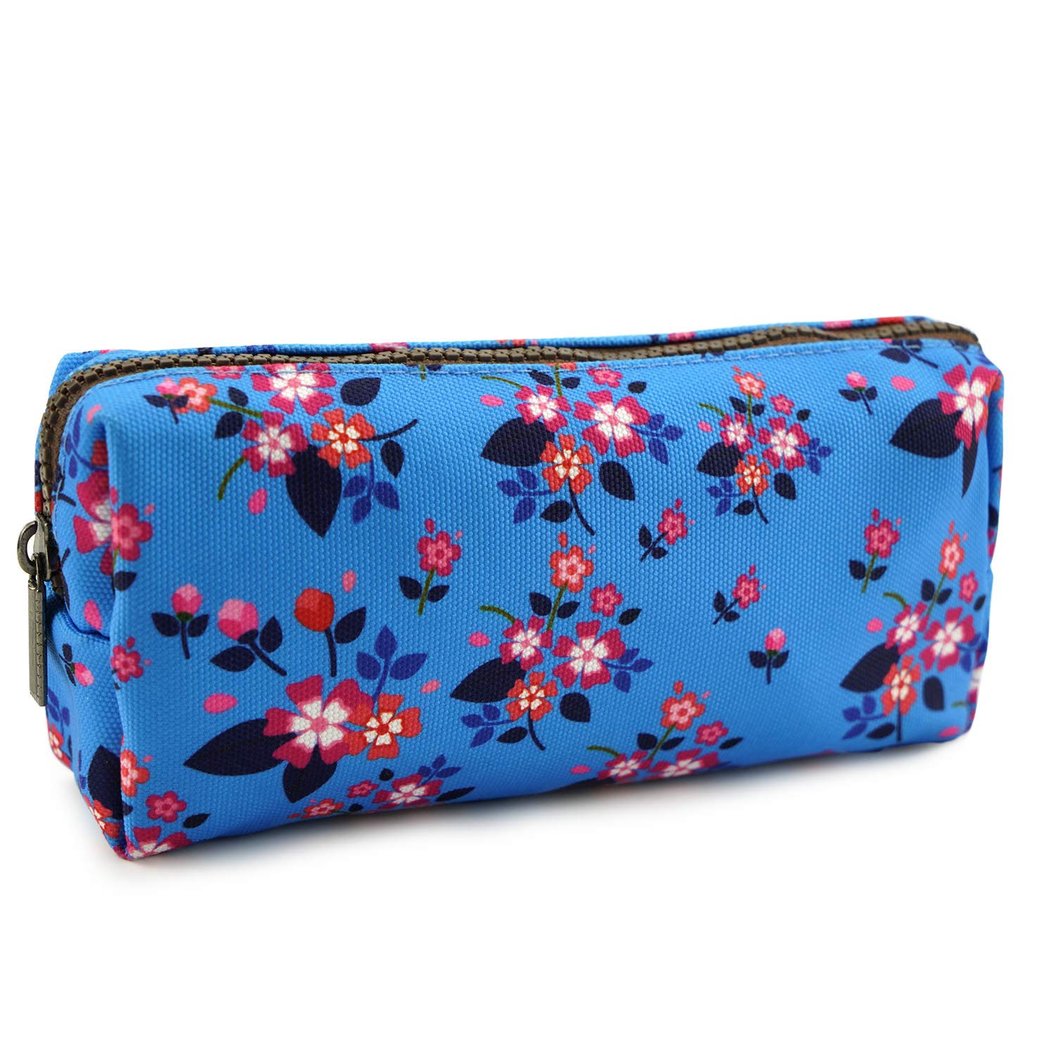 LParkin Floral Zipper Pouch Pencil Case Teacher Gift Flower Canvas Pen Bag Gadget Pouch Box Stationary Case Makeup Cosmetic Bag