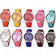 CdyBox Wholesale Watch 10 Pack PU Leather Wristband Roman Numerals Analog Quartz for Women Men