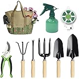 17 Pieces Garden Tools Set, Heavy Duty Gardening Hand Tool Kits with Sturdy Fabric Storage Bag, Gardening Set Planting Weedin