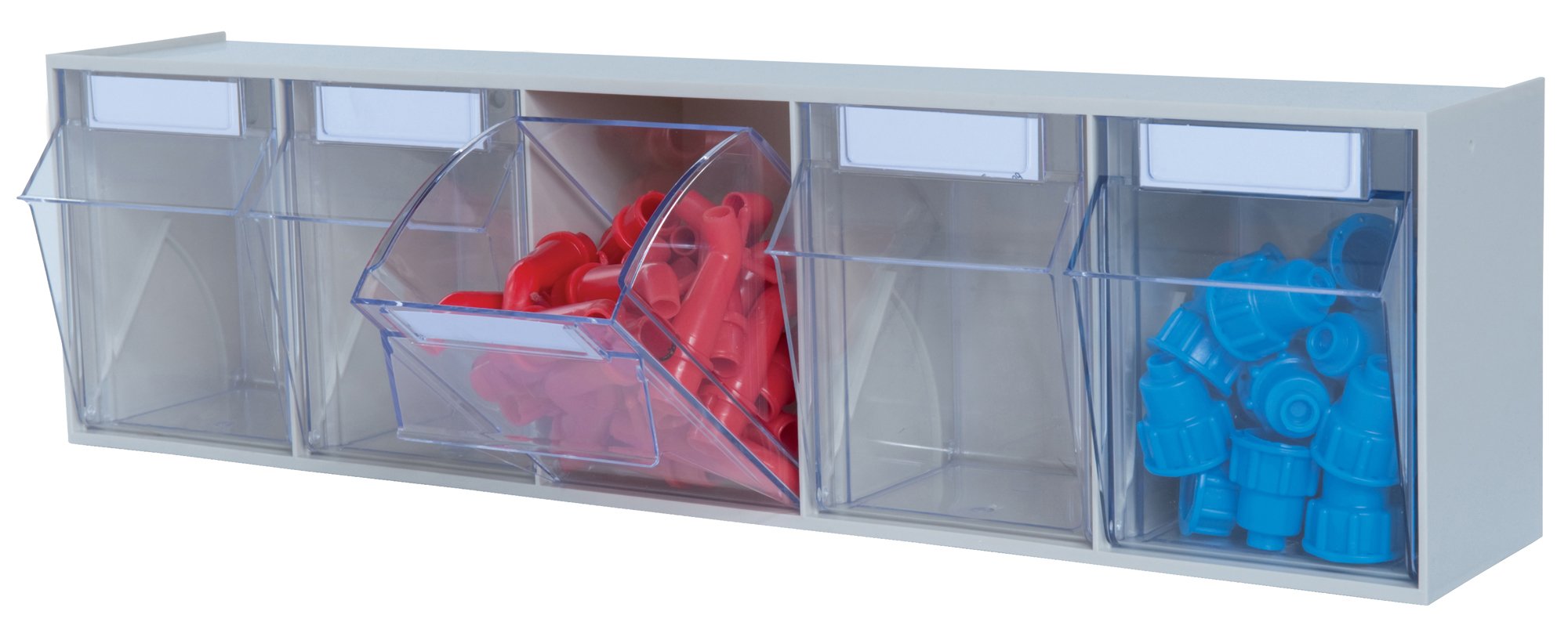 huenersdorff 460112 "MultiStore" Storage System with 5 Latches of Polystyrol, Transparent/Light Grey