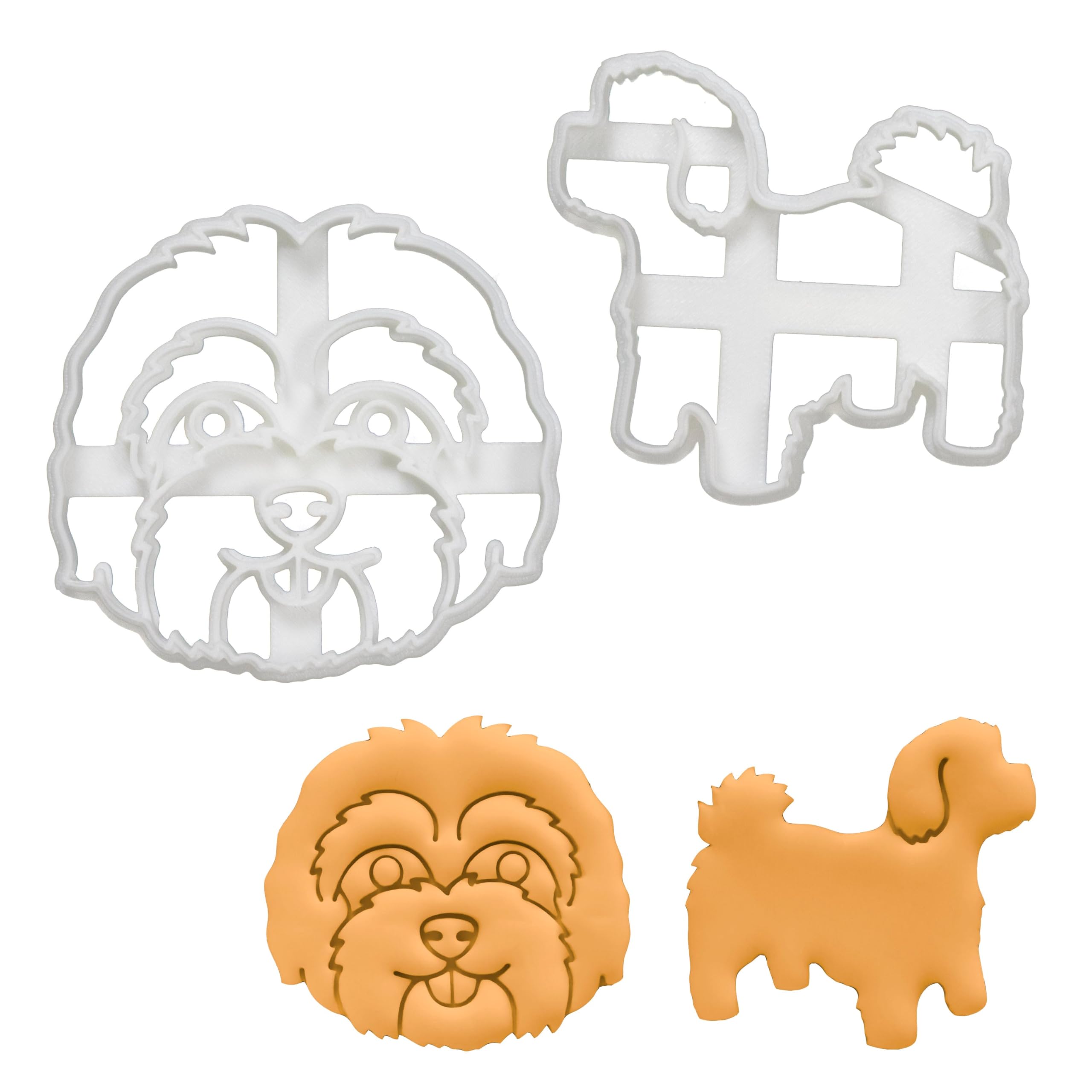 BAKERLOGY Set of 2 Maltipoo Cookie Cutters (Designs: Body & Face) - Detailed Biscuit Cutter Design for Baking and Crafts, Ideal on Fondant, Dough, Clay