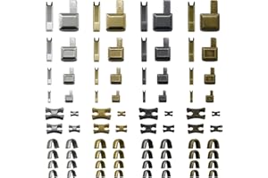 SHRJ 80Pcs Metal Insertion Pin Set Zipper Repair Kit Latch Slider Retainer, Zipper Sewing Accessories Open-End Bottom Top Stops for Jacket, Coat, Backpack, Handbag, Jeans, 4 Sizes