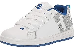 DC Unisex-Child Court Graffik Youth Skate Shoe, White/Grey/Blue, 11 Big Kid