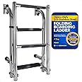 Five Oceans 4-Step Folding Boat Ladder - Stainless Steel for Pontoons, Fishing, Bass & Sport Boats - FO4500