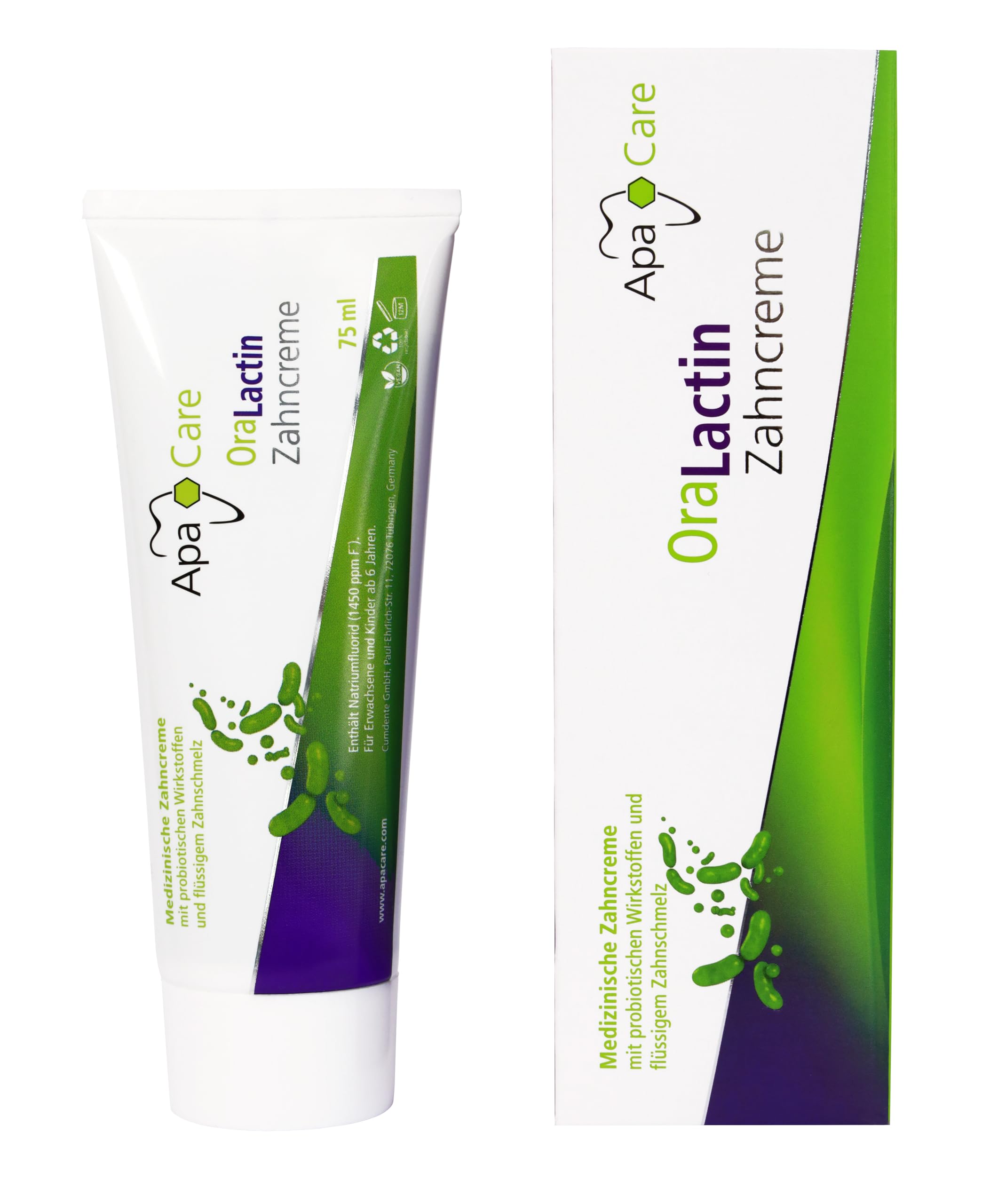 ApaCare OraLactin Zahncreme, 3×75 ml Zahnpasta mit Hydroxylapatit (flüssiger Zahnschmelz), Fluorid & probiotischen Inhaltsstoffen, für Remineralisierung, Pflege empfindlicher Zähne, ohne Titandioxid 4