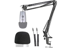 YOUSHARES Blue Yeti Nano Boom Arm with Pop Filter - Adjustable Blue Yeti Nano Mic Stand and Mic Cover Foam Windscreen Compati