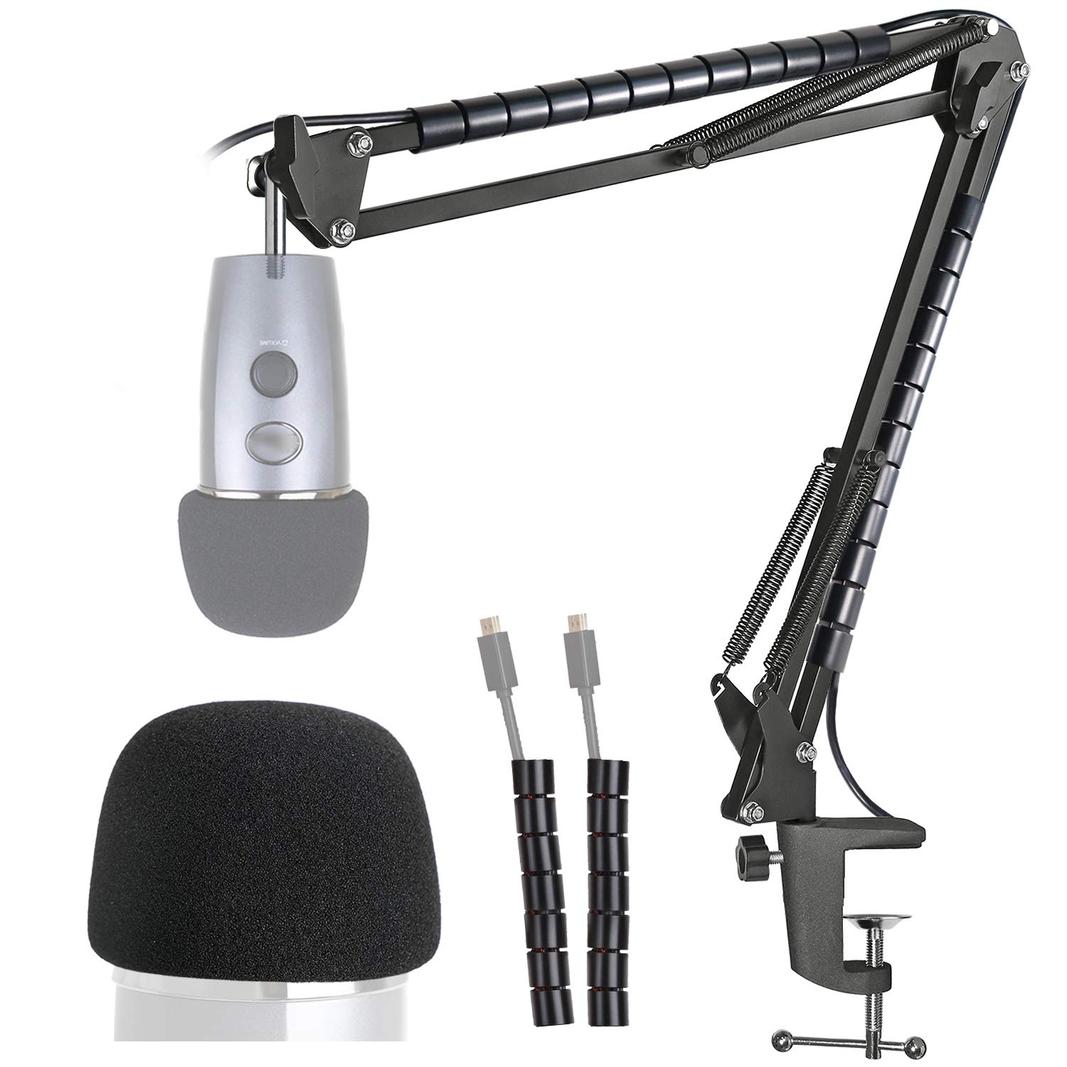 YOUSHARES Blue Yeti Nano Mic Arm Stand with Yeti Nano Mic Cover Foam, Mic Boom Arm for Blue Yeti Nano Microphone with 2pcs Cable Sleeve — image 1