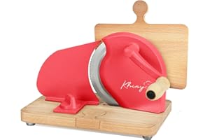 KHINYA Manual Bread Slicer - Bread Slicer for Homemade Bread, Bread Slicer Guide, Convenient Bread Cutter for Homemade Bread, Extra Splice Bread Board for Free (Red)