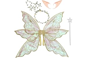 VITEGAW Large Gold Fairy Wings for Adults Dress Up Sparkling Sheer Wings Butterfly Fairy Halloween Costume Angel Wings for Women