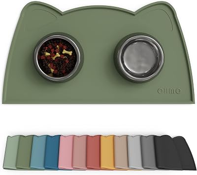 OHMO Cat Food Mat Silicone Waterproof Non-Skid 46x25 cm Camouflage Green