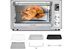 COSORI 12-in-1 Air Fryer Toaster Oven Combo, Airfryer Rotisserie Convection Oven Countertop, Bake, Broiler, Roast, Dehydrate, 100 Recipes & 6 Accessories, 32QT, Silver-Stainless Steel