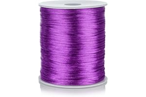 ZhXu Shuo Nylon Satin Cord 2mm Rattail Cord Purple String - 100 Yards Nylon Chinese Knotting Cord Rat Tail Silk Cord for Bracelet Necklace Jewelry Making Macrame Trim