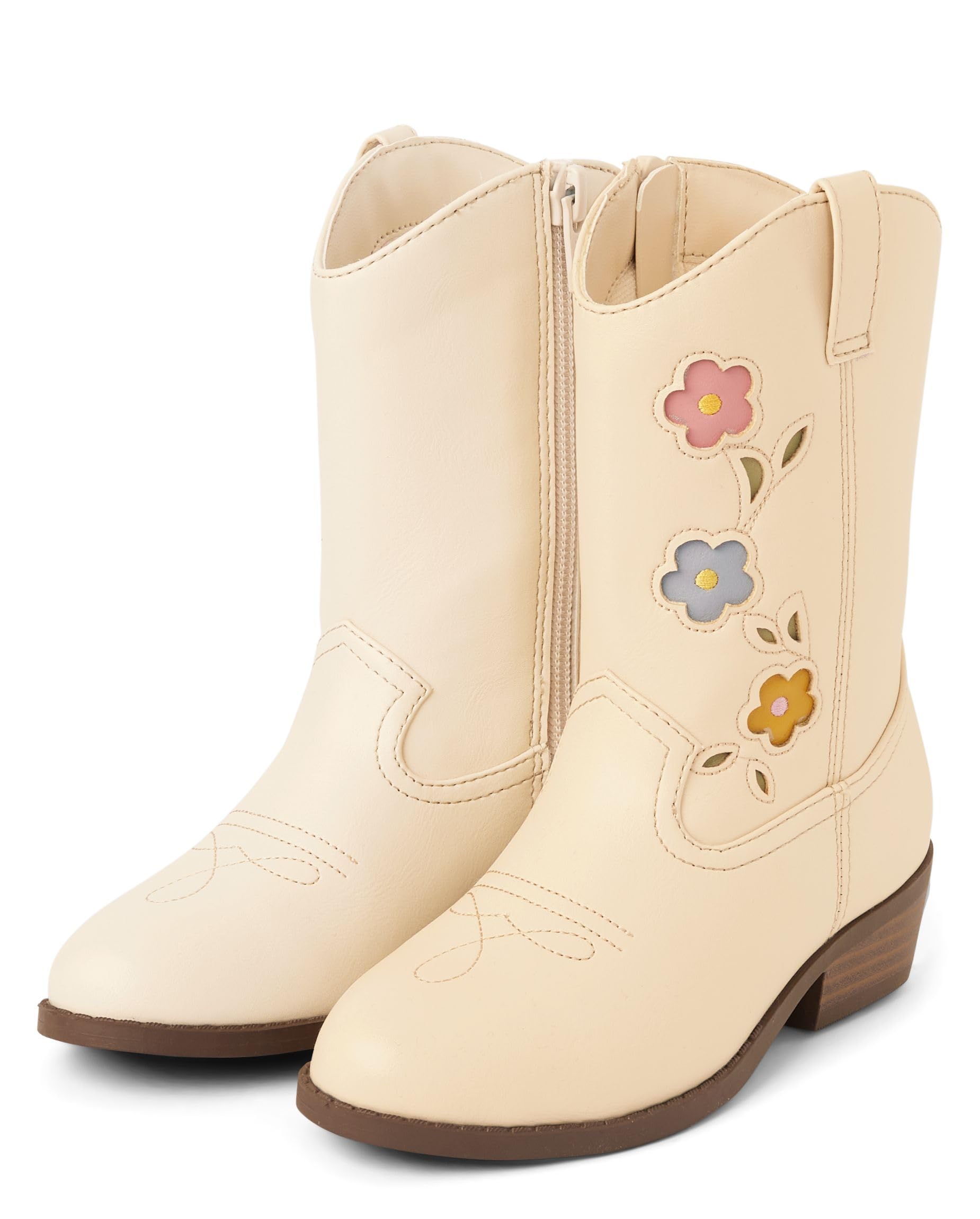 Gymboree,and Toddler Cowgirl Boots Western,Flower Beige,2 Years Image