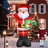 Kerithsoco 8 FT Christmas Inflatable Santa Claus with Candy and Gift Box Outdoor Decor, Christmas Blow Up Waterproof Xmas Decorations for Outdoor Indoor, Built-in LED Light for Yard Gardern Lawn