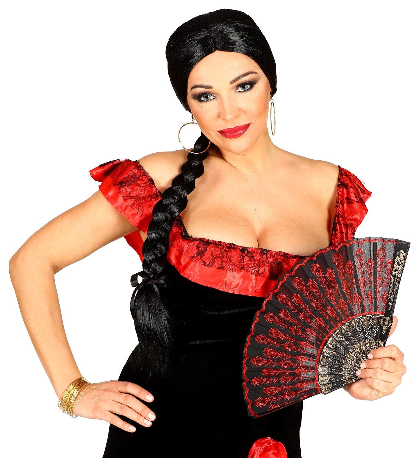 Widmann W MILANO Party Fashion 01838 – Senorita Wig, Black, Spaniard, Carnival, Theme Party