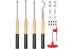 DEEFIINE 18.3" Full Size Carbide Tip Wood Lathe Turning Tool Kit, Lathe Roughing and Finishing Hollow Tool with 8pcs Diamond Round Square Carbide inserts For Woodturning(4 set)