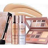 LUMINESS Complete Makeup Kit - Includes Face Palette, Airbrush Foundation, Primer and Brush - Silky, Long-Wearing, Easy to Blend, Perfect Makeup for Older Women, 4-PC Make Up Set (02 - Fair)