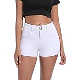 Y imoso Jean Shorts for Women High Waisted Stretchy Casual Cuffed Denim Shorts