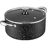 BEZIA Cooking Pot with Lid, 6 Quart Nonstick Stock Pot/Stockpot with Lid, Non Stick 6 QT Large Capacity Induction Pot for Sou