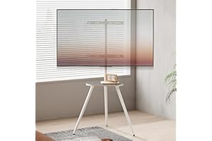 ECOTINY Tripod Easel TV Stand for 40 to 65 Inch LCD Led Screen, Height Adjustable and Swievel TV Stand, Portable TV Floor Stand with Wooden Tray for Bedroom, Living Room, Studio, Metal White