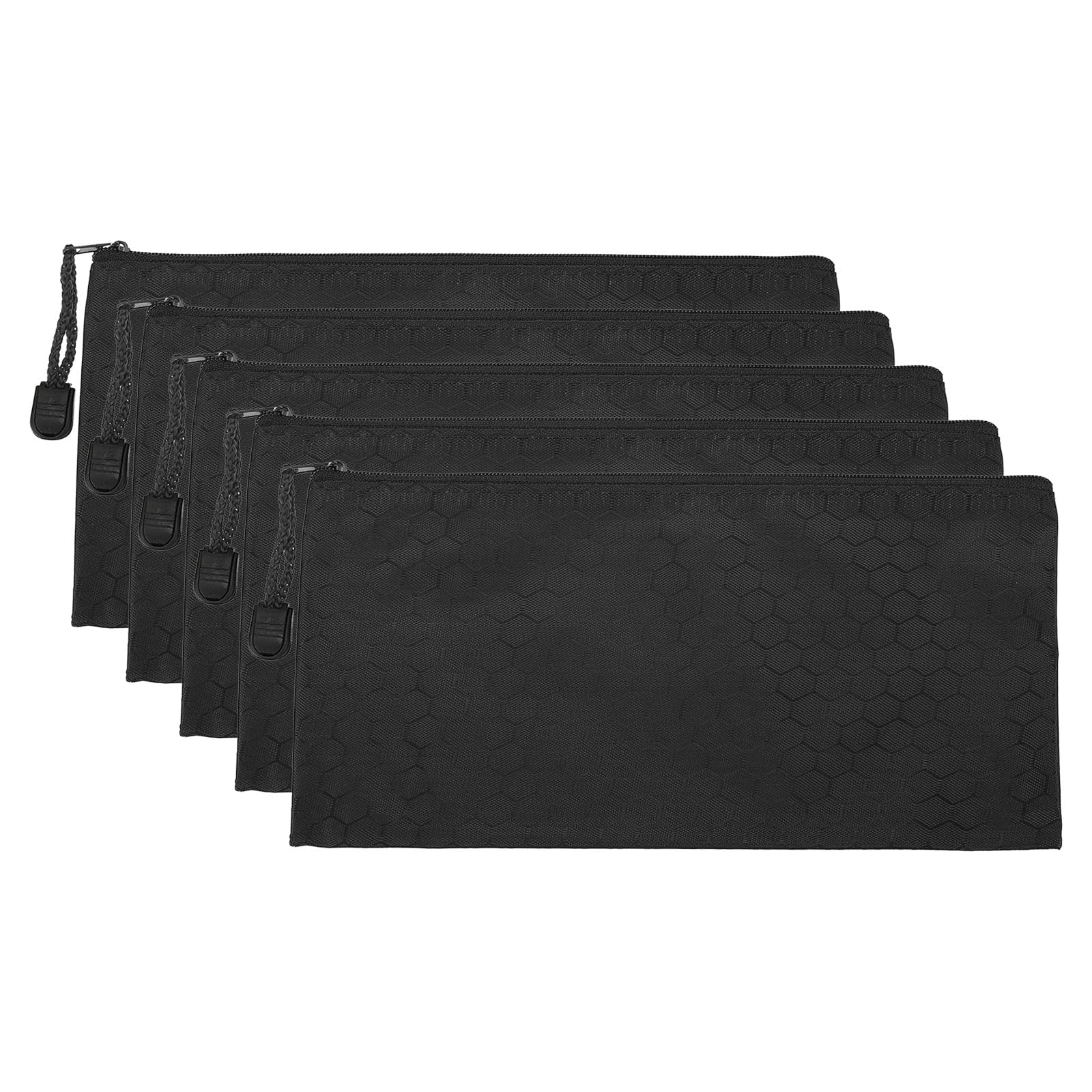 PATIKIL Waterproof Zipper File Bags, 5 Pack A6 Document Holders Pencil Pouch for Classroom Office, Black — image 1