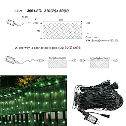 OYCBUZO 360LED Green Net Lights Outdoor, 21ft x 5ft