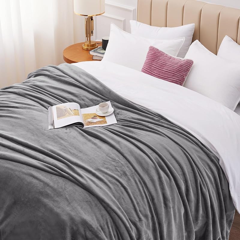 Manta Franela para Cama 90, Manta para Sofá 150x200 cm, Manta de Microfibra, Suave, Cálida, Transpirable (Gris) — foto 7 de 8