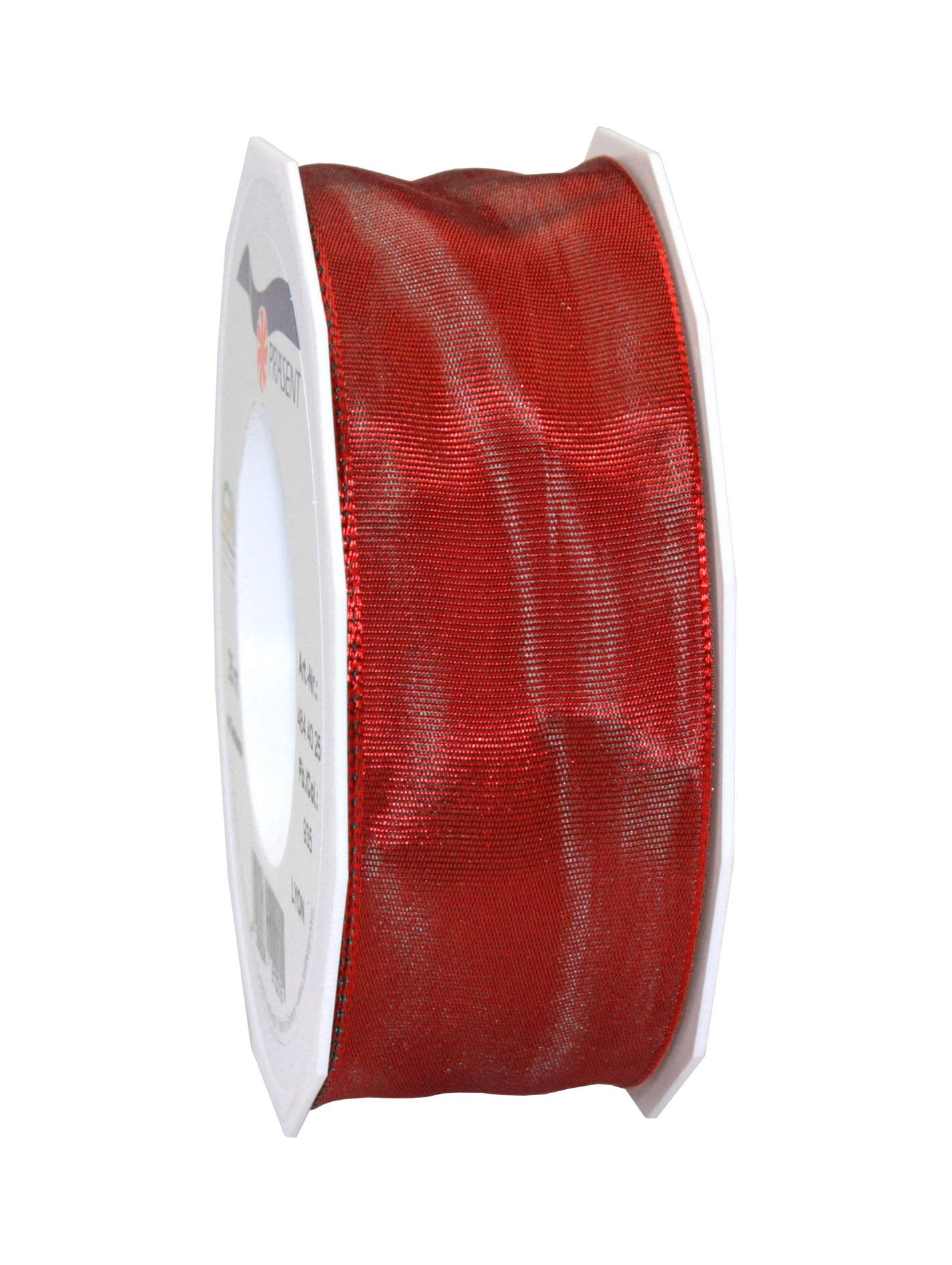 Präsent - Lyon Wired Taffeta Ribbon Vermillion 40 mm Width, 25 m Length — image 1