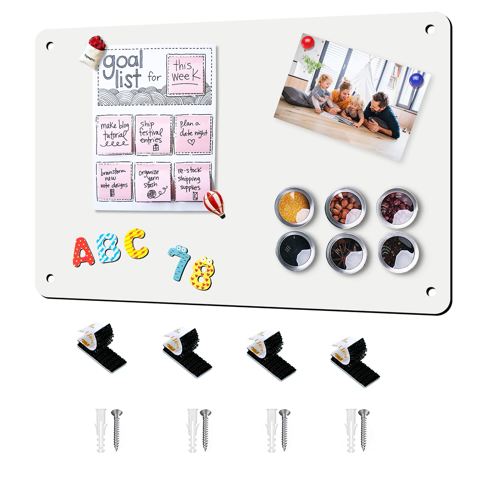 Photo 1 of Magnetic Board 17.5" x 11.4" Magnet Bulletin Board is Suitable for displaying Notes, Photos,Magnetic Letters,Suitable for Walls, refrigerators, cabinets, etc