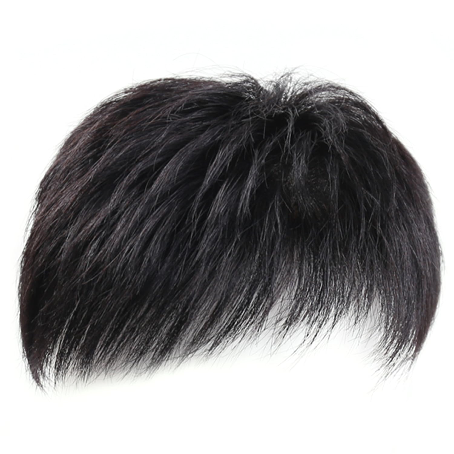 Realistic Black Fluffy Hair Piece for Men's Cosplay and Daily Dress Up