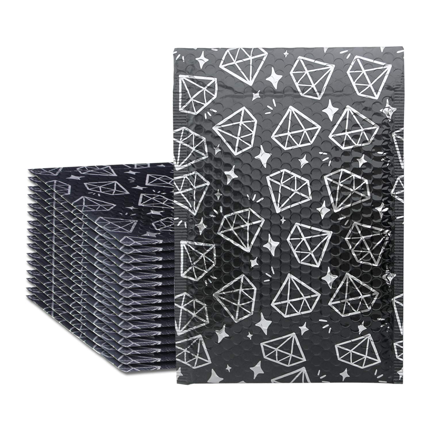 TONESPAC Poly Bubble Mailers, 25Pcs 7x10 Inch Small Padded Envelopes, Bubble Envelopes Bags Waterproof Self Seal Bubble Wrap Envelopes for Shipping Mailing Packaging Bulk, Diamond Pattern(180 x 260mm)