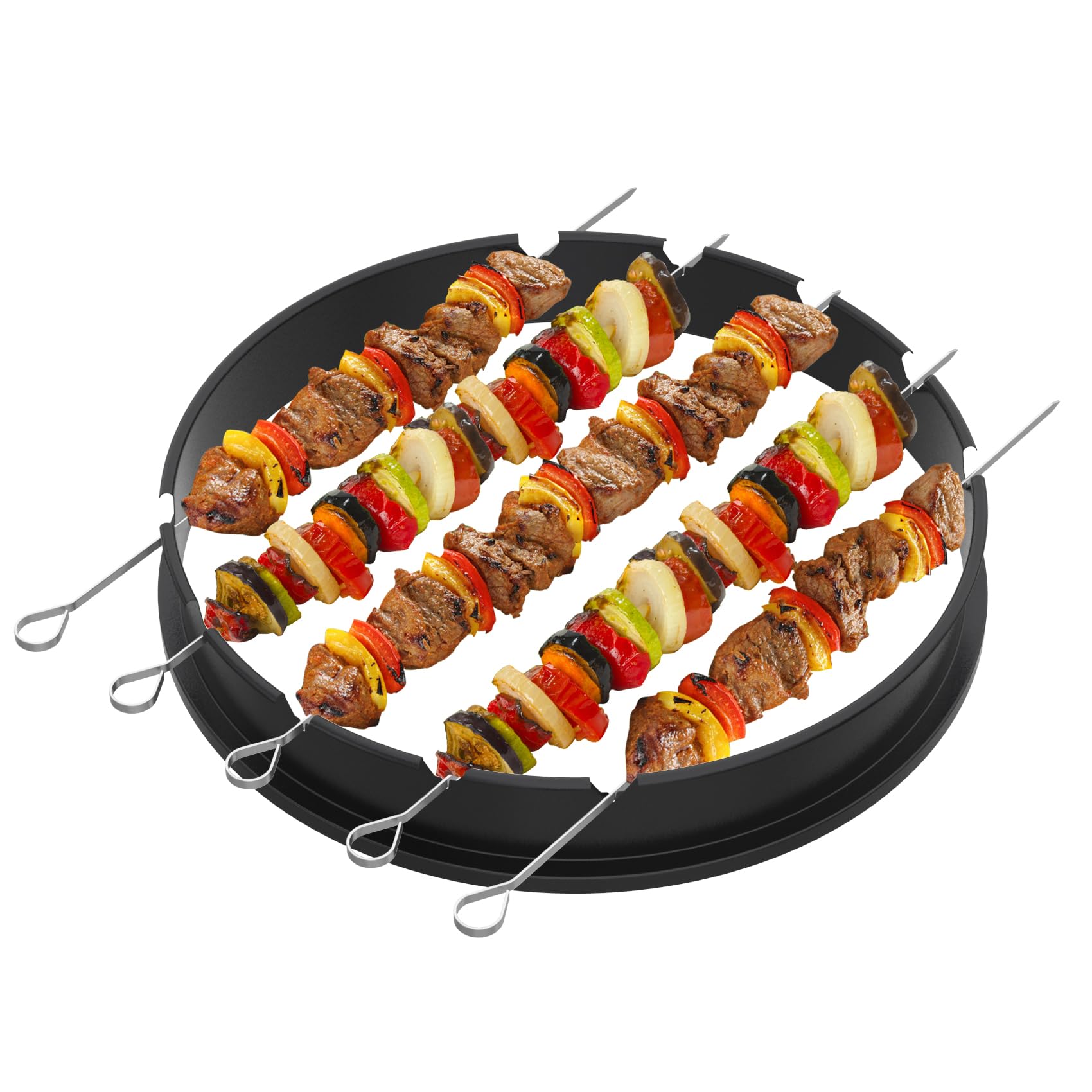 onlyfire Rotisserie Ring with Kebab Skewer Kit BBQ Grilling Accessories for Weber 57 cm Kettle and Other Similar Kettle Charcoal Grills
