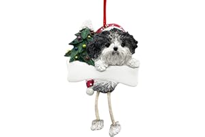 E&S PETS Shih Tzu Ornament with Unique "Dangling Legs" Hand Painted and Easily Personalized Christmas Ornament