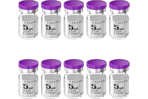 Biocomma 10pcs 5ml Sterile Empty Vial with Plastic Aluminum Caps，Penicillin Bottle 20mm Crimp Top Sterile Transparent Borosilicate Lab Sample Vial (Transparent)